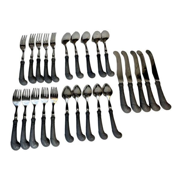 Set of 5 Place Settings RWP Wilton Armetale Bishop Pewter Stainless Flatware - Picture 2 of 16